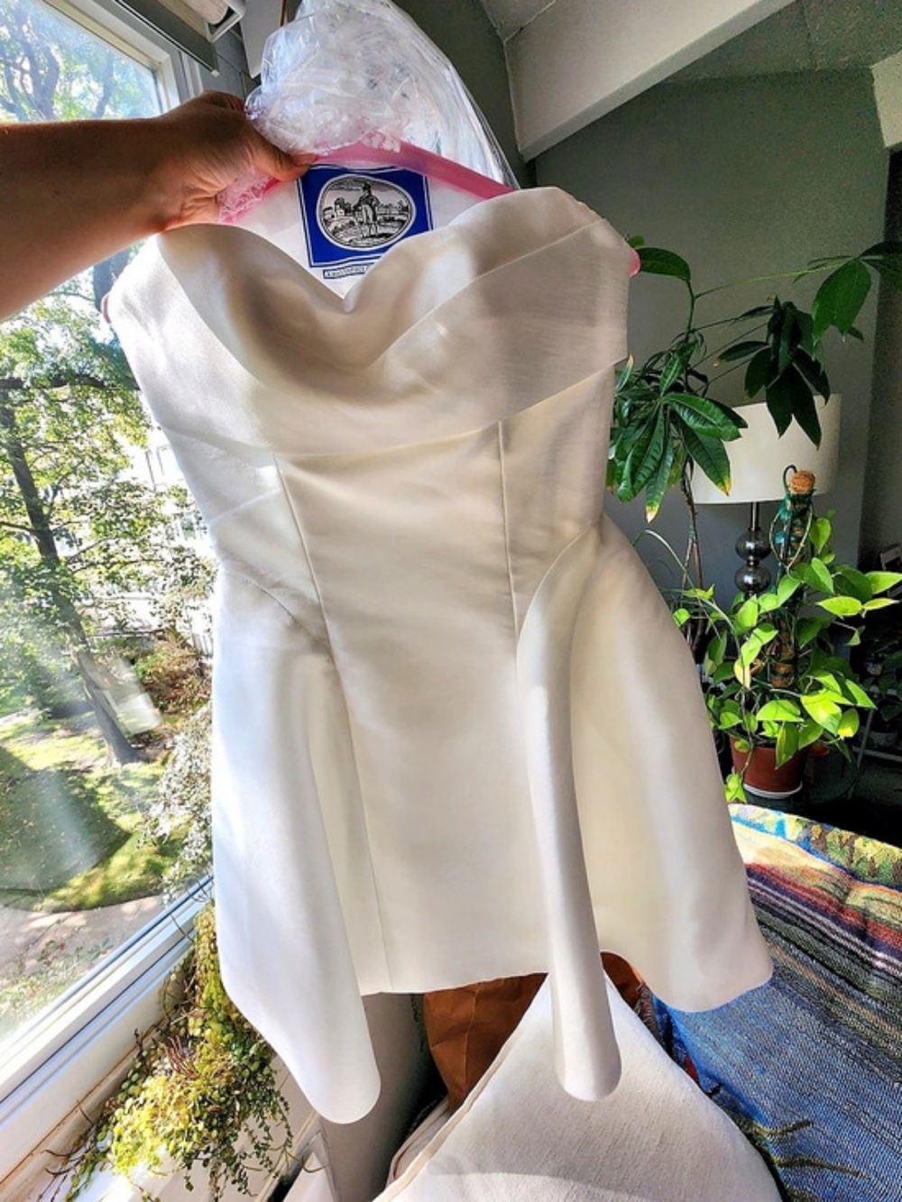 Jenny Yoo Micah Mini Strapless Dress in light ivory size 4 - Picture 4 of 6